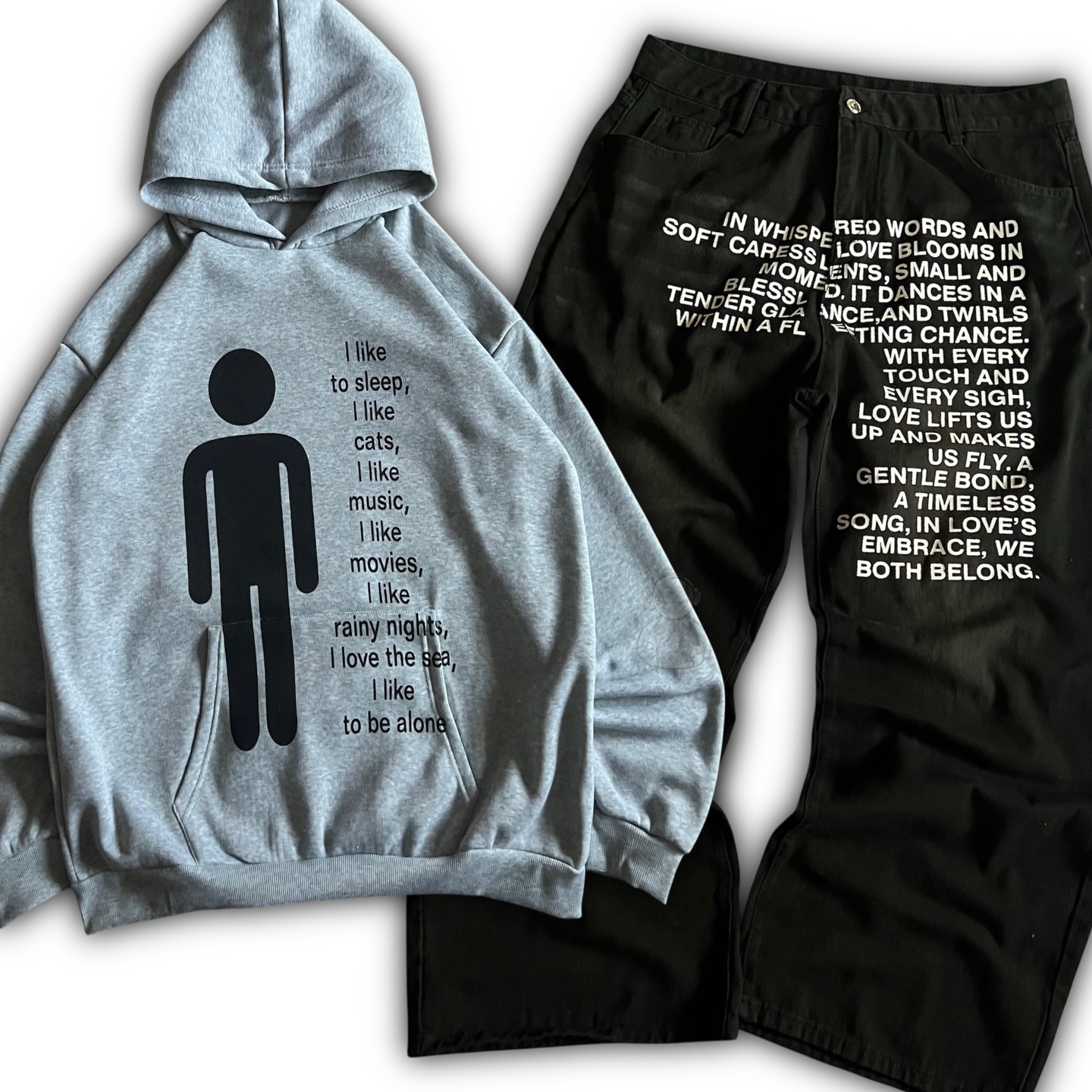 Street Fashion Hoodie - 아메리칸 패턴 레터 진 Y2K 남성