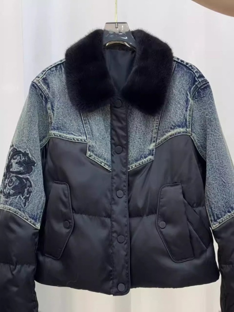 Street Fashion Store - 짧은 구스다운 패딩 재킷 가을 겨울