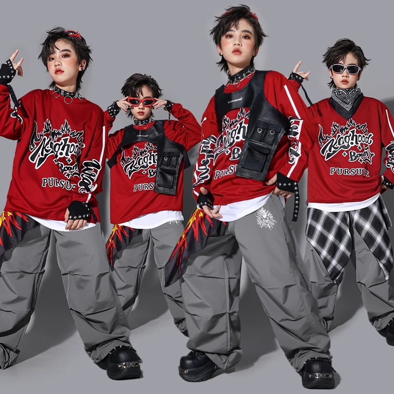 Street Fashion Kpop - 소년 K-pop 스웨트셔츠 패션 조끼 루즈