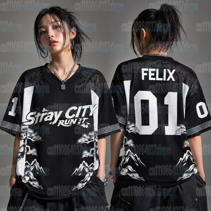Street Fashion Kpop - Stray City Felix 01 V 넥
