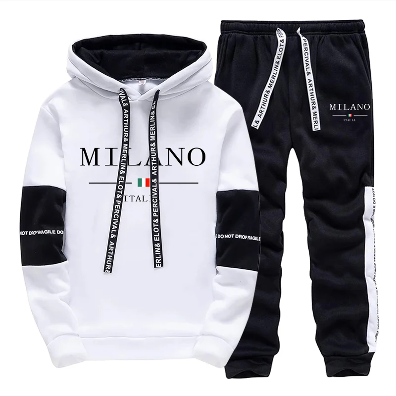 Street Fashion Hoodie - 남성 세트/후드티/바지 이탈리아 트렌디 후드티 스포츠웨어