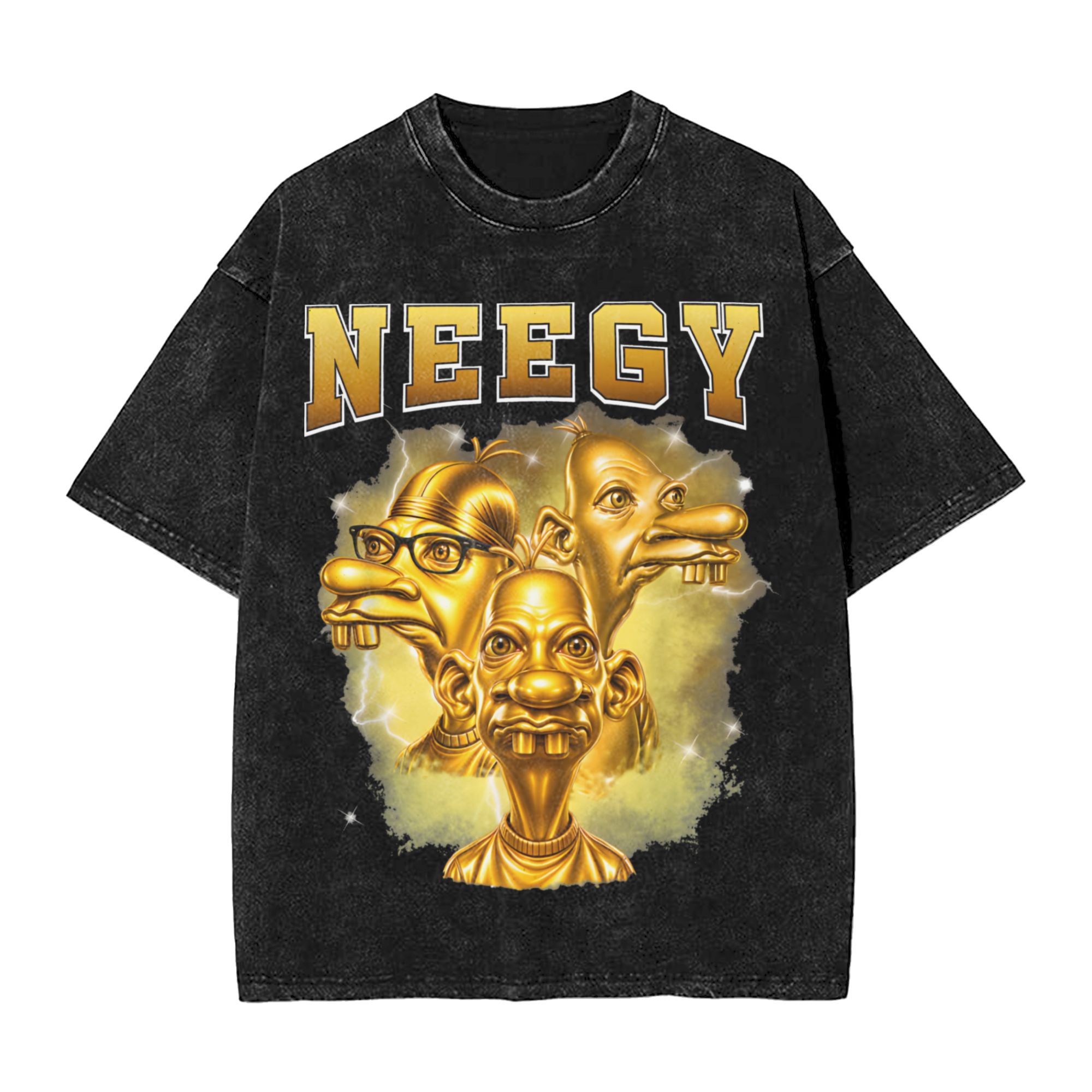 하라주쿠 워시드 셔츠 Golden Neegy Meme  - Street Fashion Gen Z 리뷰 및 가격