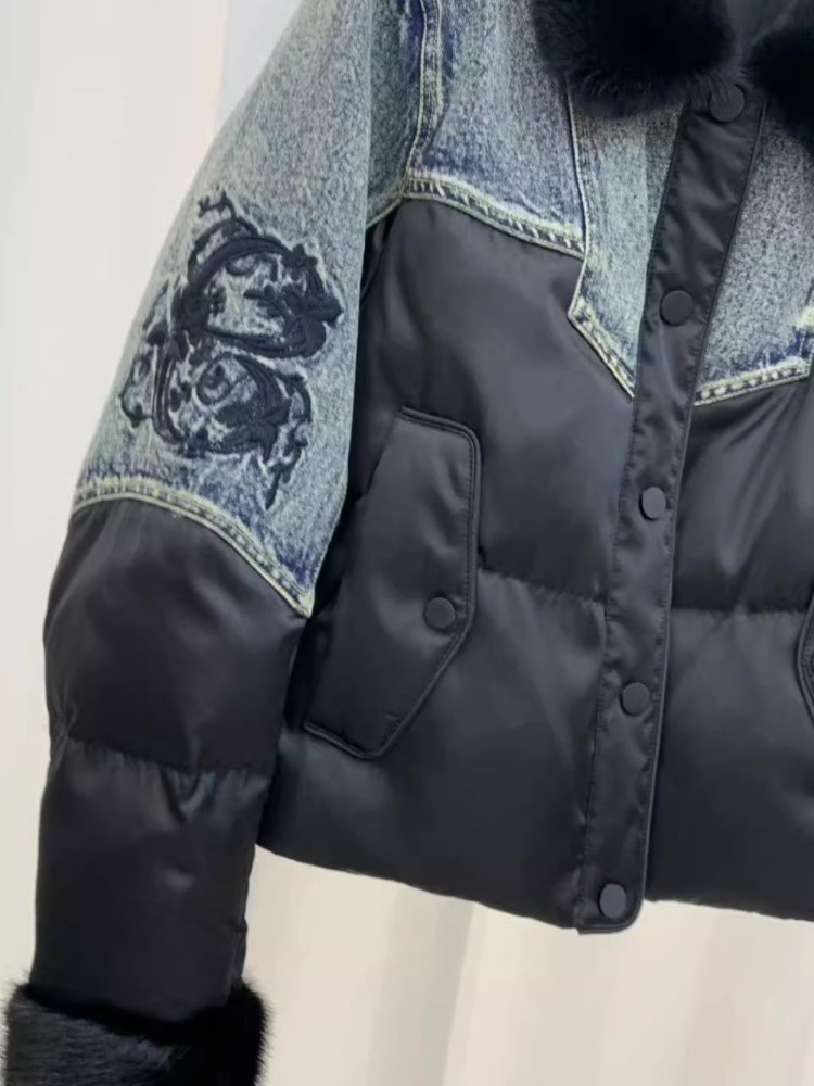 짧은 구스다운 패딩 재킷 가을 겨울 턴다운 리얼 퍼 트 - Street Fashion Store 리뷰 및 가격