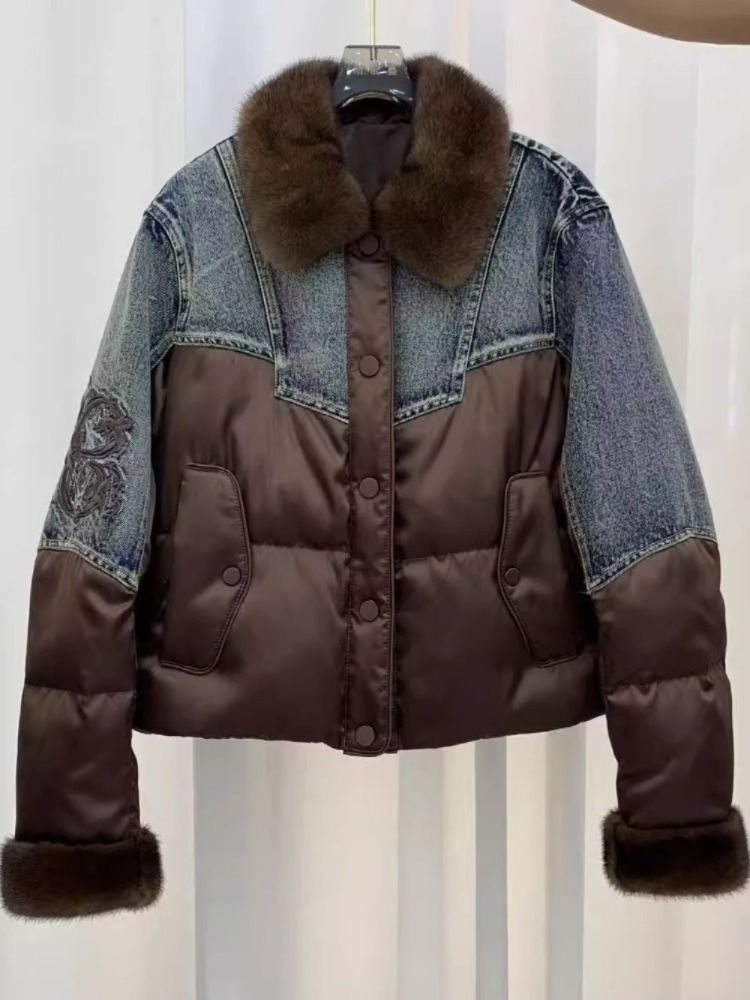 짧은 구스다운 패딩 재킷 가을 겨울 턴다운 리얼 퍼 트 - Street Fashion Store 리뷰 및 가격