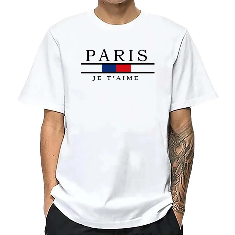파리 그래픽 프린트 티셔츠 남성 여름 캐주얼 패션 스포 - Street Fashion Paris 리뷰 및 가격
