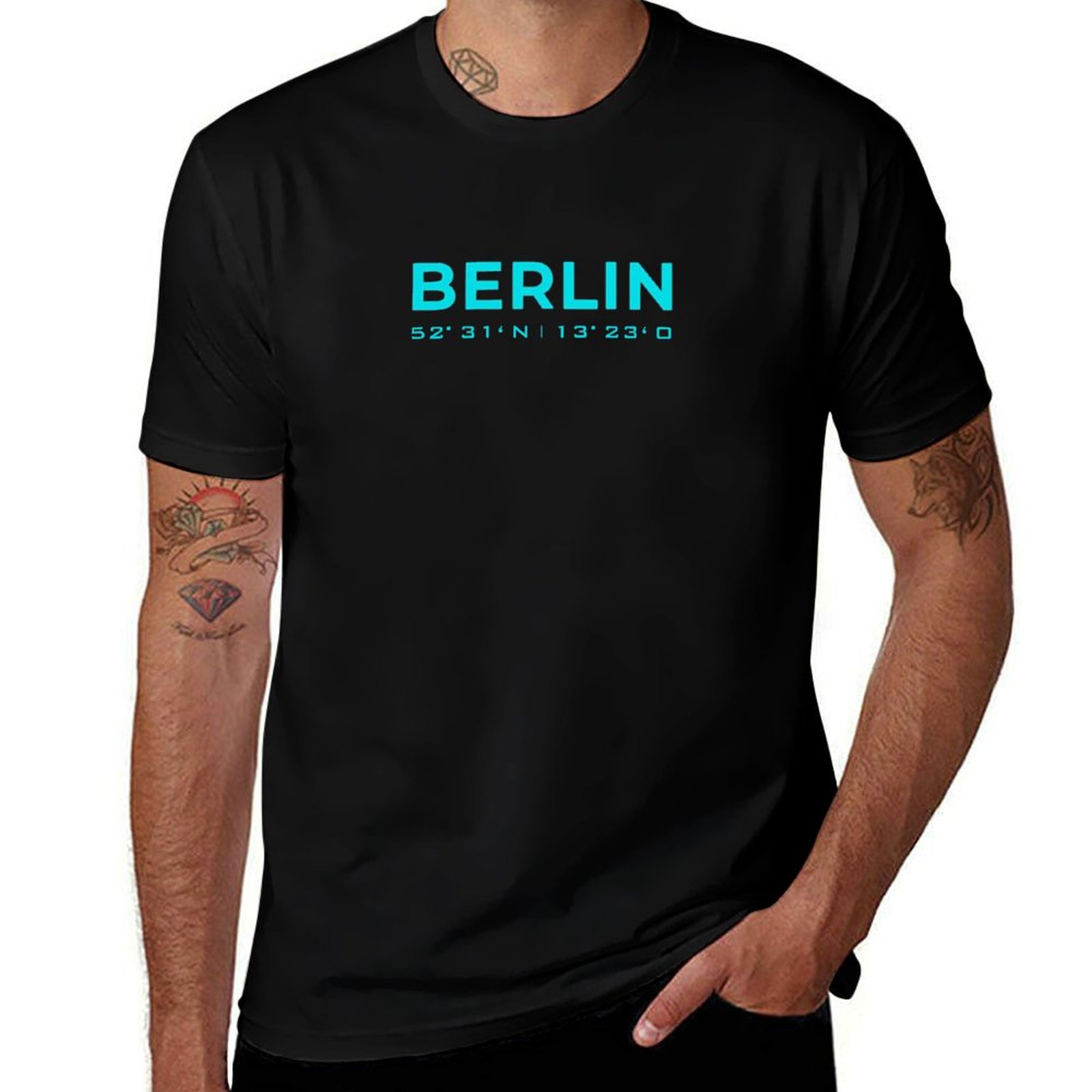 홈 베를린 좌표가 있는 블루 네온 디자인 티셔츠 스트리 - Street Fashion Berlin 리뷰 및 가격