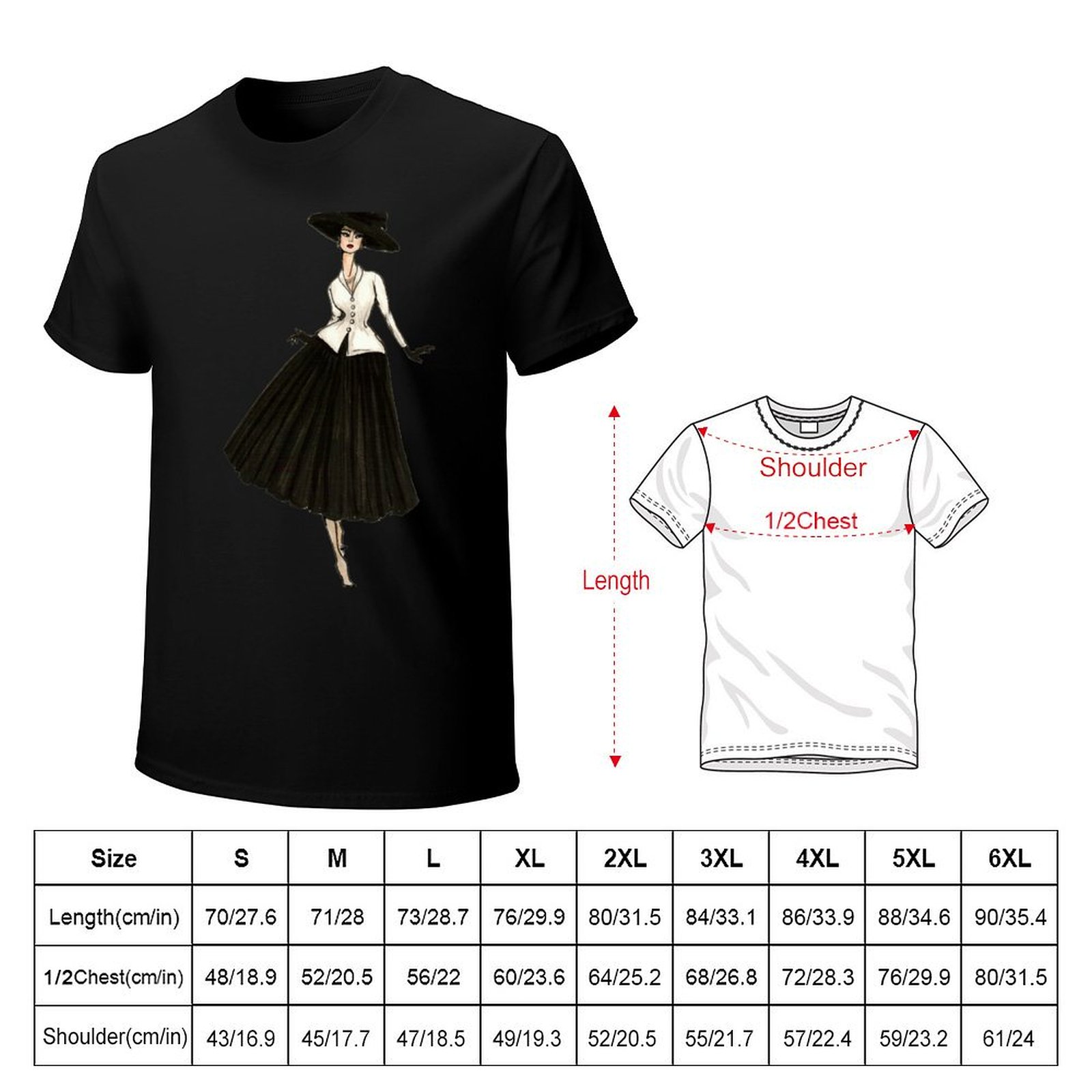 빈티지 파리 바 슈트 뉴룩 패션 일러스트 티셔츠 플러스 - Street Fashion Paris 리뷰 및 가격