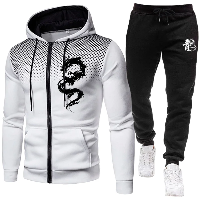 남성용 파리 드래곤 패턴 패션 프린트 세트 투피스 세트 - Street Fashion Hoodie 리뷰 및 가격