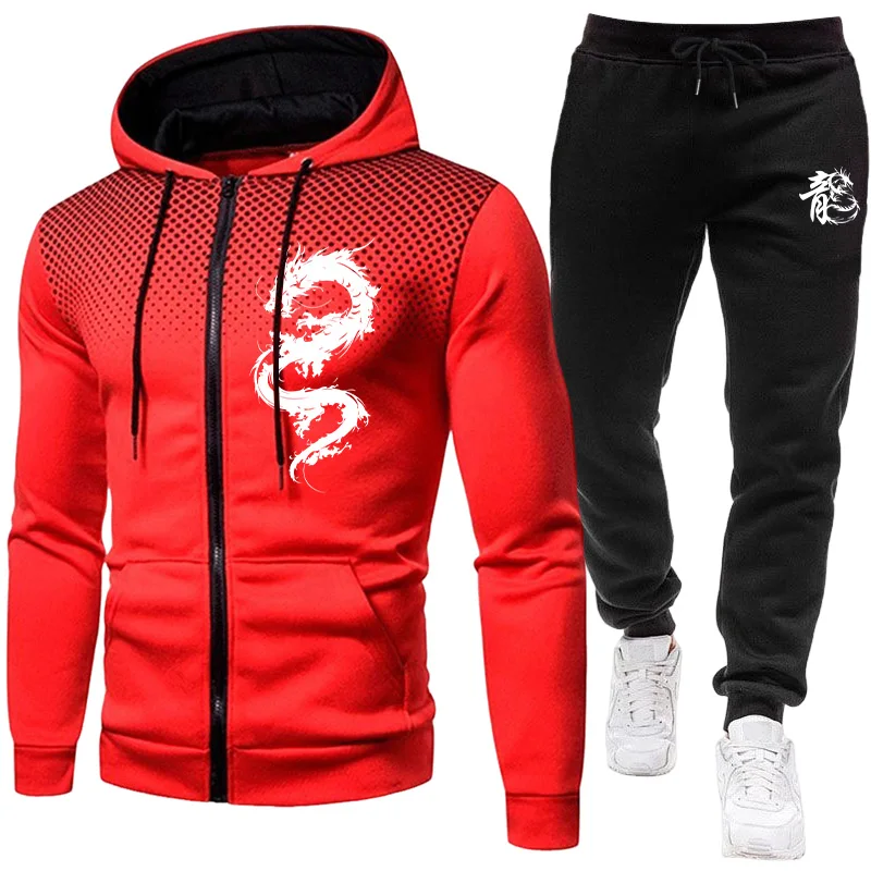 남성용 파리 드래곤 패턴 패션 프린트 세트 투피스 세트 - Street Fashion Hoodie 리뷰 및 가격